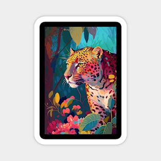 Leopard Animal Portrait Painting Wildlife Outdoors Adventure Magnet