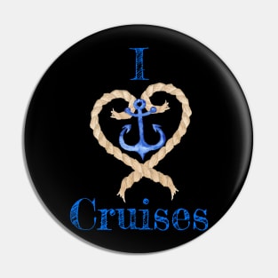 I Love Cruises Ship Rope Anchor Tshirt Pin