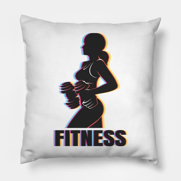 Colorful Fitness Emblem Pillow by devaleta