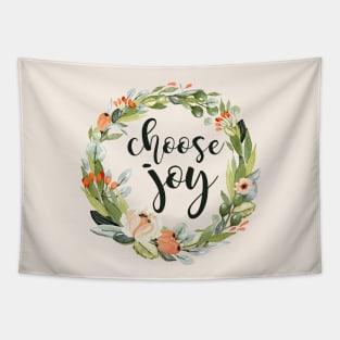 Choose Joy, Floral Wreath Tapestry