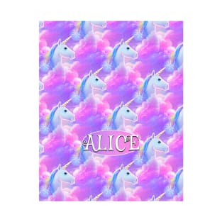 Alice Name Personalized Unicorn Pattern T-Shirt