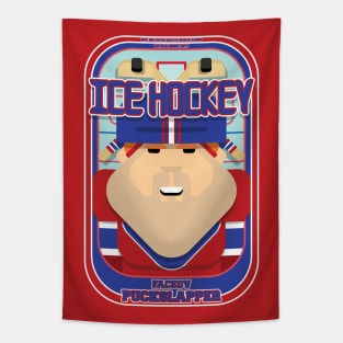 Ice Hockey Red and Blue - Faceov Puckslapper - Josh version Tapestry