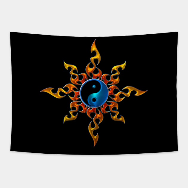 yin yang of fire Tapestry by DrewskiDesignz