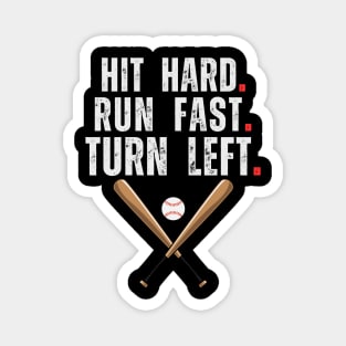 Baseball BAT Hit Hard Run Fast Turn Left Funny VINTAGE Magnet