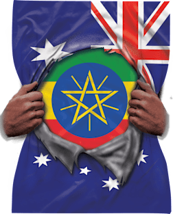 Ethiopia Flag Australian Flag Ripped - Gift for Ethiopian From Ethiopia Magnet