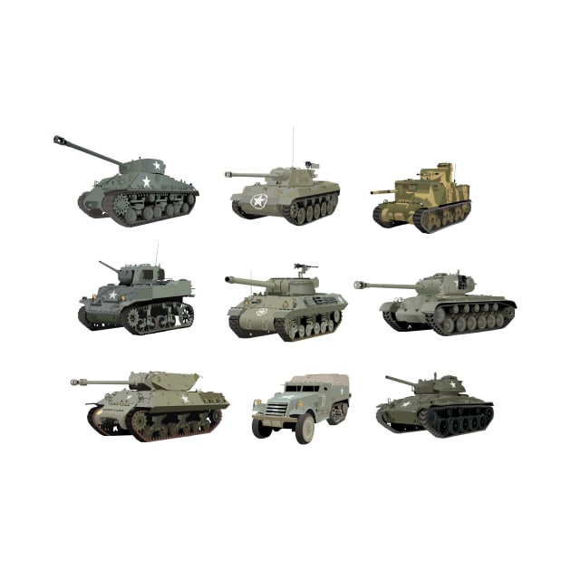 Multiple American WW2 Tanks and Armored Vehicles by NorseTech