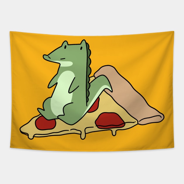 Little Alligator Big Pizza Tapestry by saradaboru