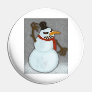 Evil Snowman in a snowstorm Pin