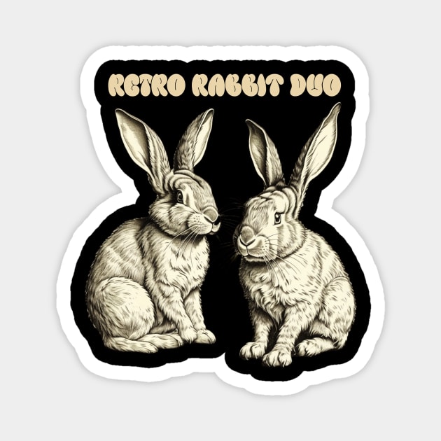 Retro Rabbit Duo Magnet by Jo Palmer