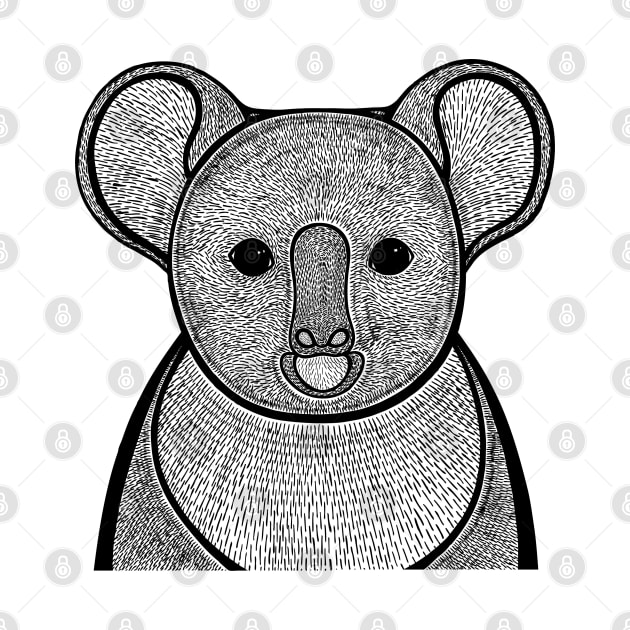 Koala Ink Art - cool detailed animal design - on white by Green Paladin