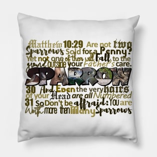 Matthew 10:29-31 Sparrow Big Letter Word Art Pillow