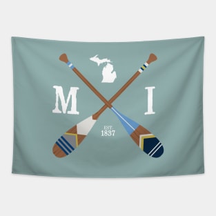 Paddle MI, Michigan Lake Life Painted Oars Tapestry