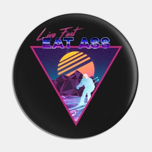 Retro Vaporwave Ski Mountain | Live Fast Eat Ass | Shirts, Stickers, and More! Pin
