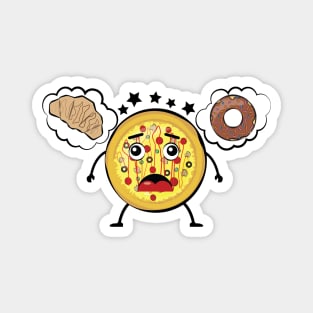 Confused Pizza Is Craving For Sweet - Funny Character Illustration Magnet