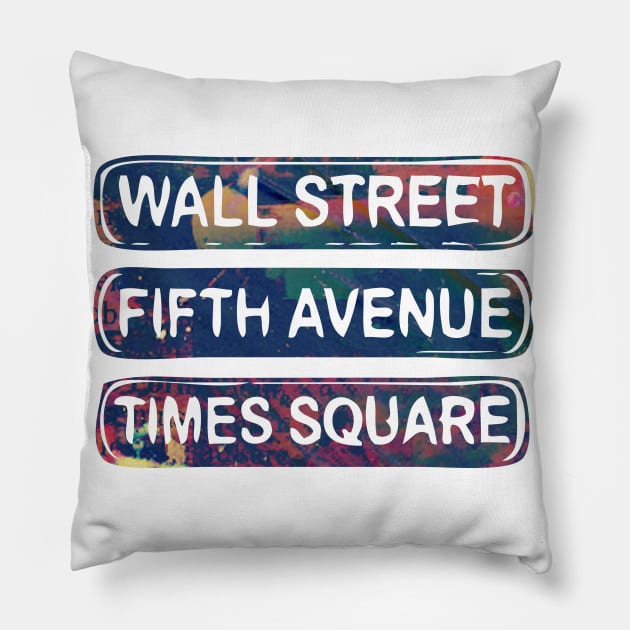 new york new york fifth avenue wall street time square Pillow by BoogieCreates