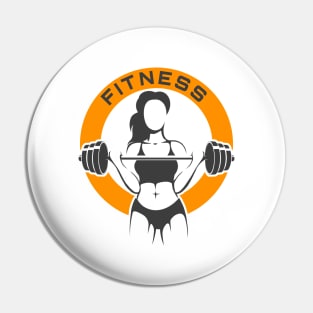 Athletic Woman with Barbell Fitness Pin