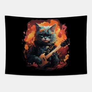 Siamese Cat Playing Guitar Tapestry