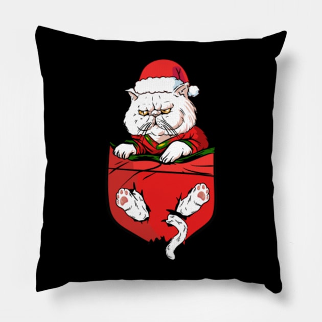 Christmas Santa Cat Pocket Pillow by Rebrand