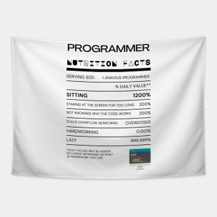 Funny Coding Shirt Nutrition Facts Tapestry