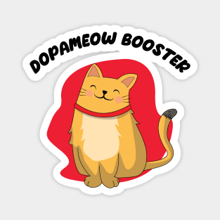 Dopameow Booster Funny Cute Cat. Novelty funny kitty design, for cat and pet parents - Yellow cat version Magnet