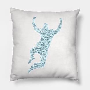 Happy man Emotion Silhouette Shape Text Word Cloud Pillow