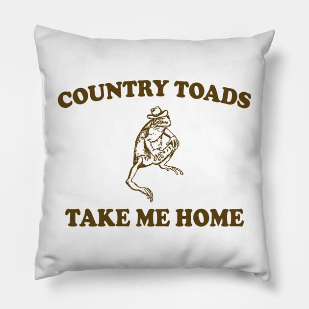 Country Toads Take Home To The Place I Belong Frog and Toad Pillow by Justin green