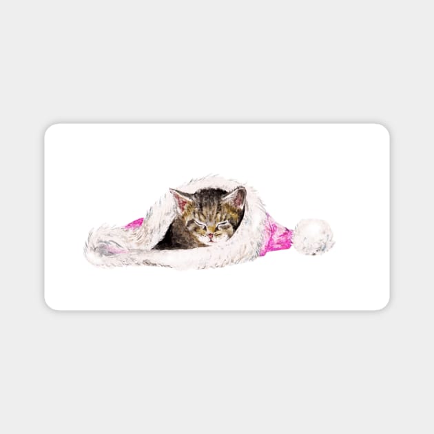 Kitten in Santa Hat Magnet by wanderinglaur