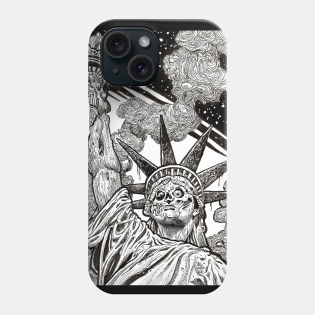 Undead Statue of Liberty B+W Phone Case by rsacchetto