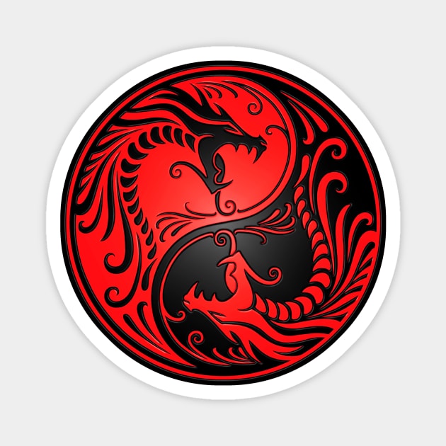 Red and Black Yin Yang Dragons Magnet by jeffbartels