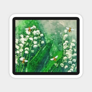 Lily of the Valley and Bees Magnet