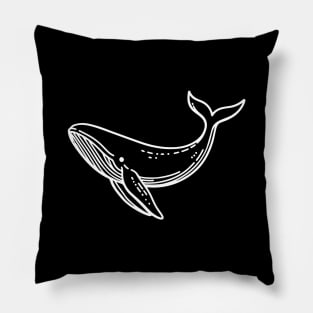 Whale Line Art (White Line Version) Pillow