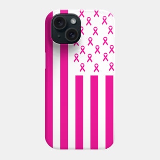 Pink Ribbon American Flag Breast Cancer Awareness Phone Case