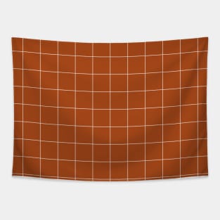 Windowpane Check Grid (white/burnt orange) Tapestry