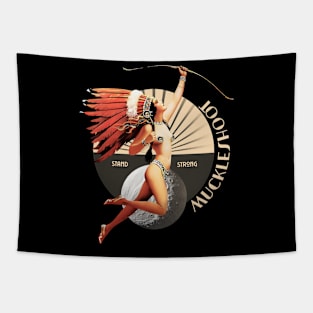 Muckleshoot 1920's Art Deco Indian Moon Pin Up Girl Retro Stand Strong Tapestry