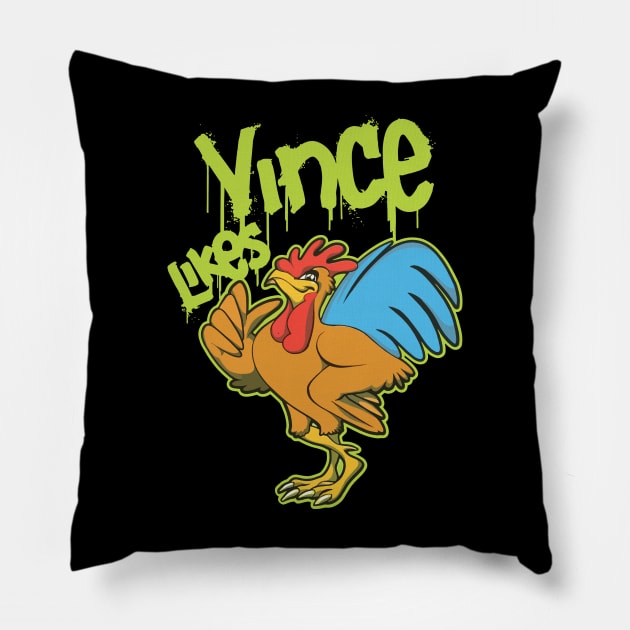 Chicken vince likes Main Tag Pillow by Sophroniatagishop