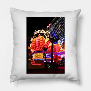 Flamingo Las Vegas Hotel Neon Signs America Pillow