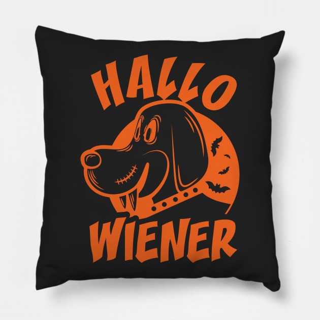 Hallo-wiener (plain colour), Hallowiener, Halloween Pillow by dkdesigns27