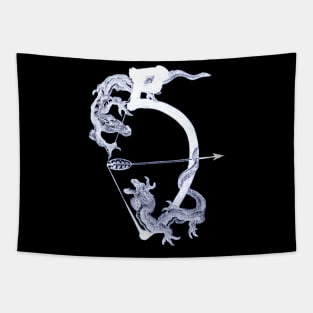 Mythical Bow and Arrow Dragons Tapestry