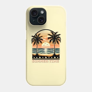 Summer Time, vintage sunset design with palm trees Phone Case