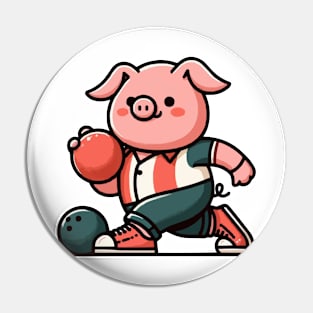 cute pig bowler Pin