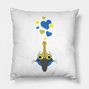 Cute Cassowary Face With Hearts Pillow