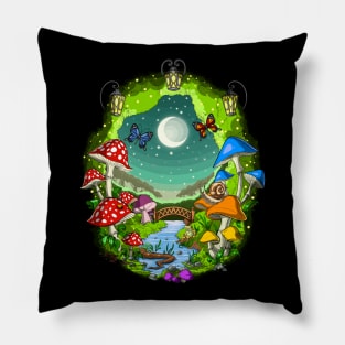 Magic Mushrooms Forest Pillow