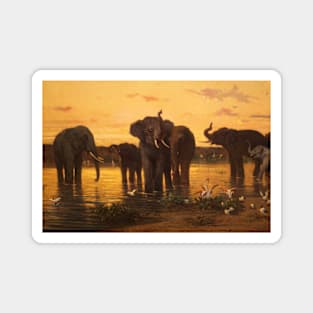 African Elephants by Charles-Emile de Tournemine Magnet