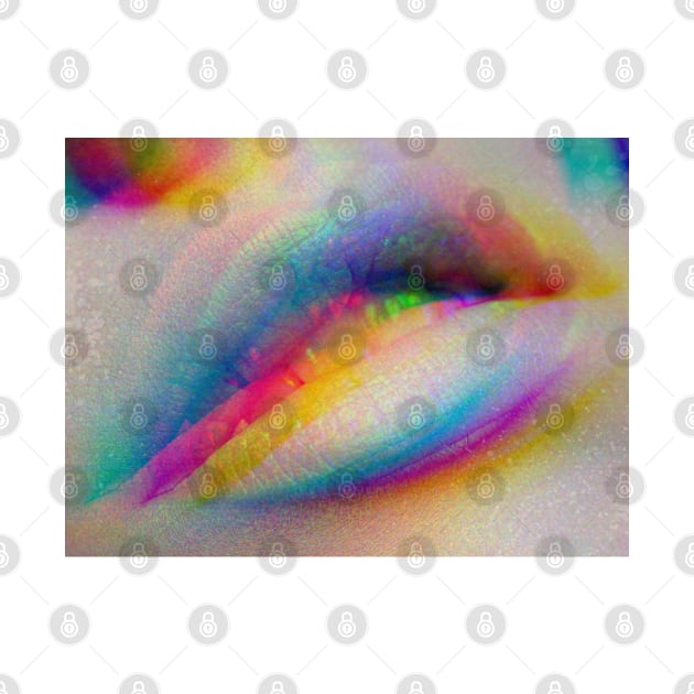 Neon Glitch Lips - Pop Art - Glitchy - Pansexual Flag Colors by SayWhatYouFeel