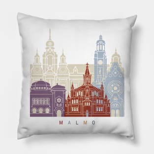 Malmo skyline poster Pillow