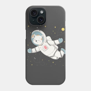 Lovely cute dog fling with the space station Phone Case