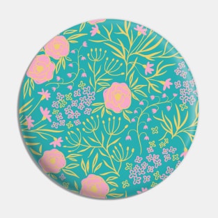 Tranquil Green Floral Pattern Pin
