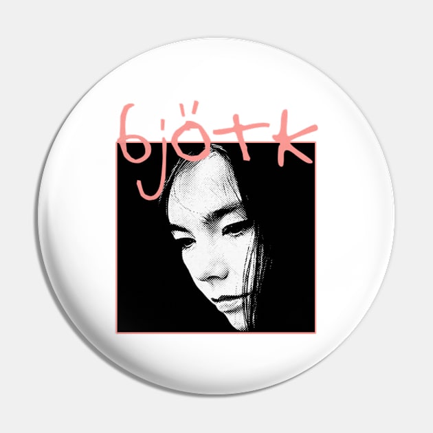 Retro Bjork Fan Art Design Pin by Kinanti art