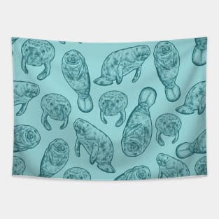 Manatee Pattern - Teal Tapestry