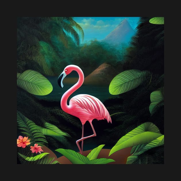 Flamingo in The Tropics by Geminiartstudio